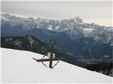 Zahomec - Monte Acomizza - Schonwipfel 1813 m na vrhu, v ozadju Mangrt